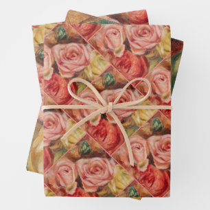 Romantic red and pink roses Pierre Auguste Renoir Wrapping Paper Sheet