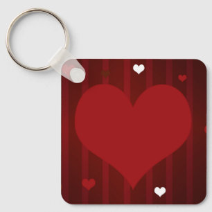 Romantic Red and White Love Me Heart Valentine Key Ring