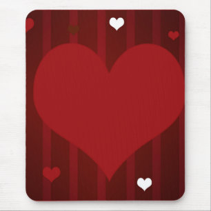 Romantic Red and White Love Me Heart Valentine Mouse Mat