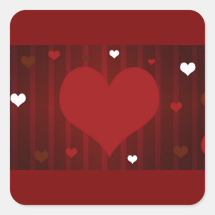Romantic Red and White Love Me Heart Valentine Square Sticker