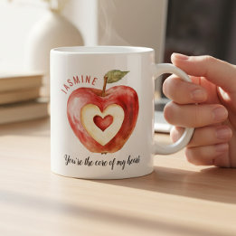 Romantic Red Apple Heart Valentine's Day Coffee Mug