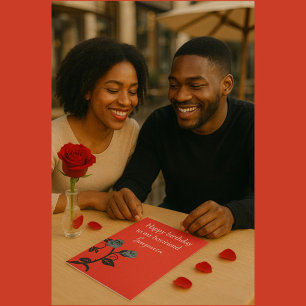 Romantic Red & Black Rose Boyfriend's Birthday  Card