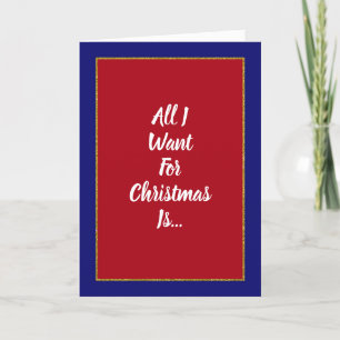 Romantic Red Blue Gold Christmas Holiday Card
