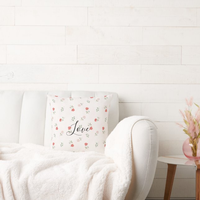 Romantic Red Blush Pink Roses Love Cushion (Couch)
