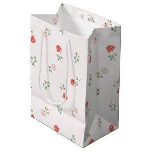 Romantic Red Blush Pink Roses Love Medium Gift Bag