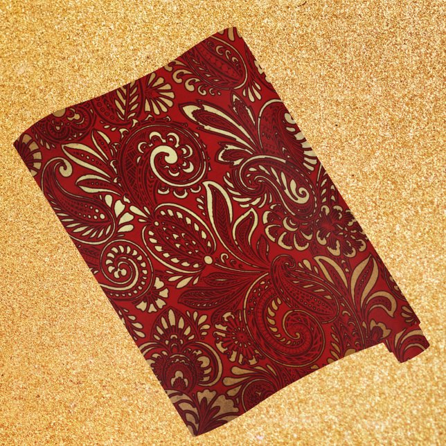 Romantic Red Bold Damask Paisley Bold Floral Wrapping Paper (Creator Uploaded)