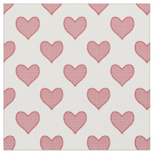 Romantic Red Check Gingham Hearts Custom Fabric