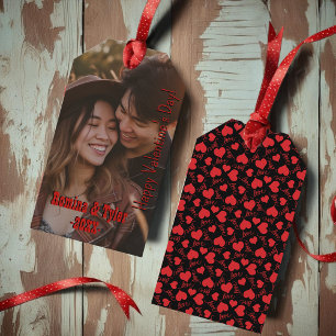 Romantic Red custom Photo with Names/date Gift Tags