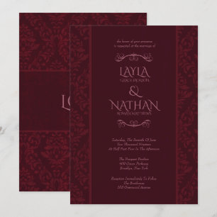 Romantic Red Damask Wedding Invitations