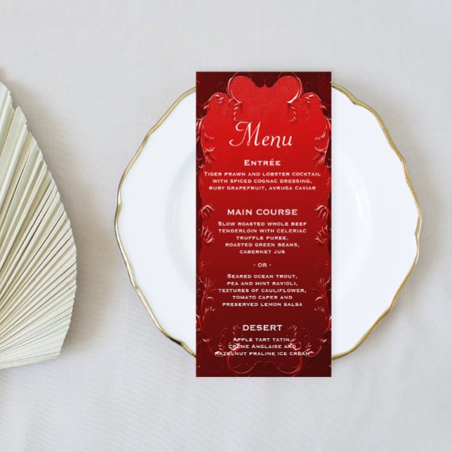 Romantic Red Elegance: Ornamental Vintage Wedding  Menu (Creator Uploaded)