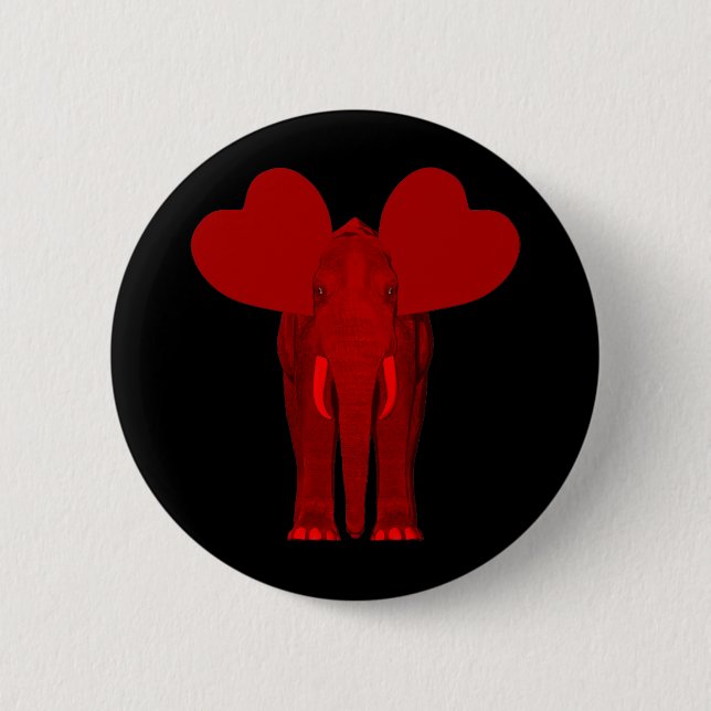 Romantic Red Elephant 6 Cm Round Badge (Front)