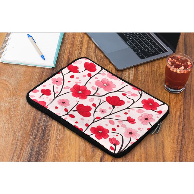 Romantic Red Floral Laptop Sleeve (Creator Uploaded)