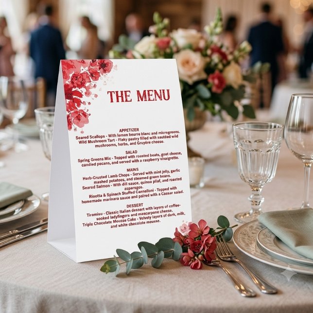 RomantiC Red Floral Menu ,Wedding Menu  (Creator Uploaded)