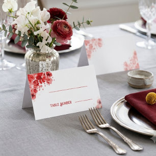 Romantic Red Floral Wedding Place Cards