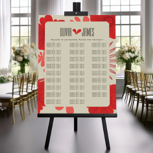 Romantic Red Floral Wedding Seating Chart