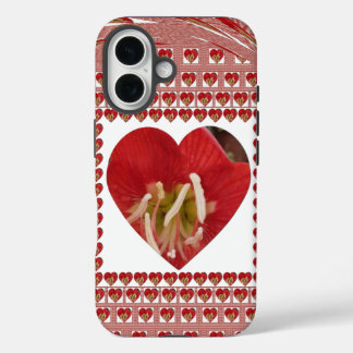 Romantic Red Flower Heart Design 4 Special Moments iPhone 16 Case