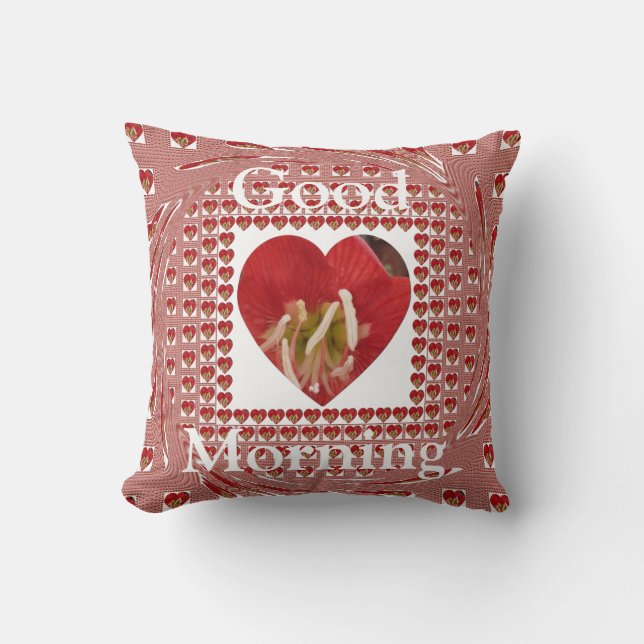 Romantic Red Flower Heart Design 4 Special Moments Cushion (Front)