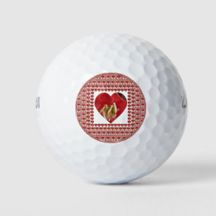 Romantic Red Flower Heart Design 4 Special Moments Golf Balls