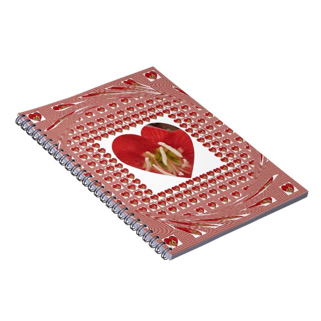 Romantic Red Flower Heart Design 4 Special Moments Notebook (Right Side)