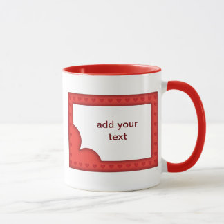 Romantic red frame with hearts mug