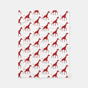 Romantic Red Giraffe Tiled Pattern Fleece Blanket