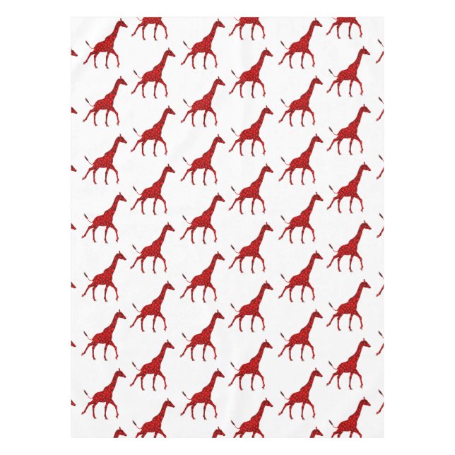 Romantic Red Giraffe Tiled Pattern Tablecloth (Front)