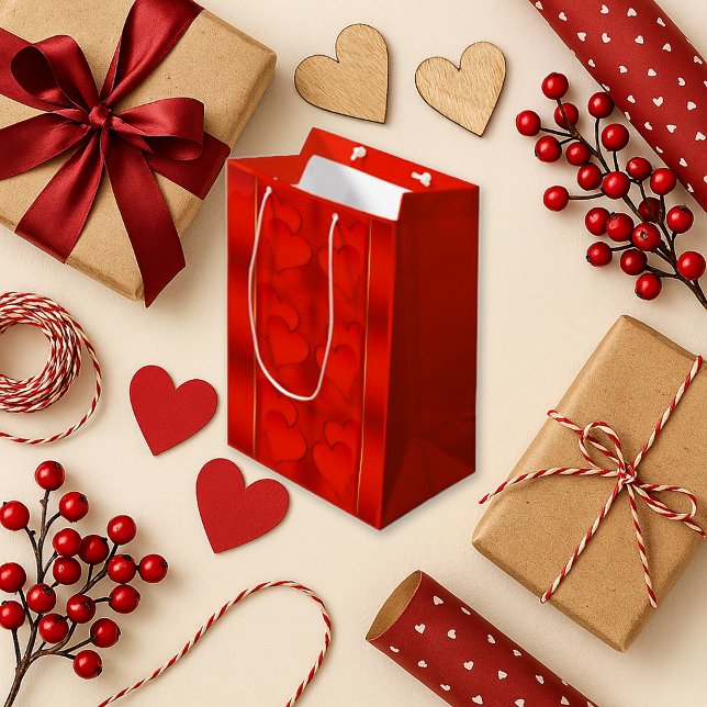 Romantic Red Gradient Heart Pattern  Medium Gift Bag (Creator Uploaded)