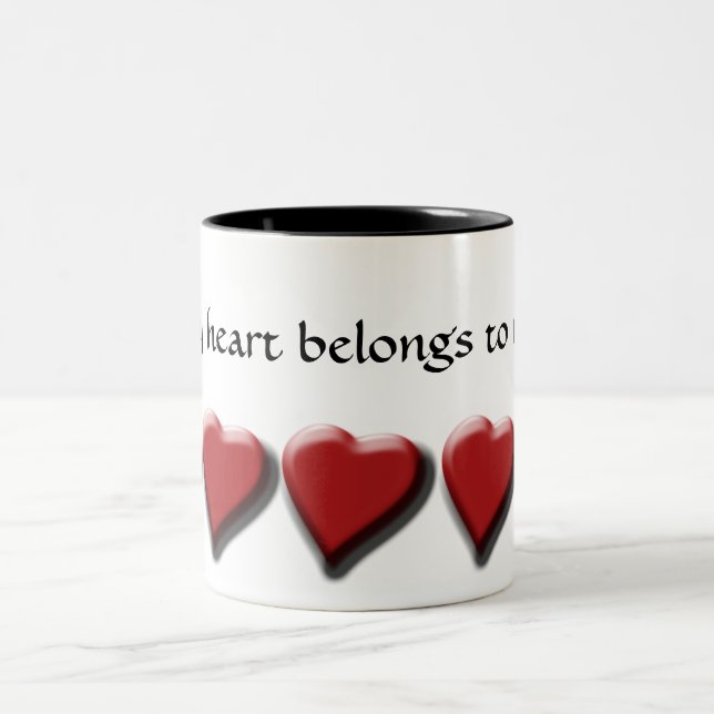 Romantic red heart coffee mugs & cups (Center)