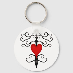Romantic red heart cute key ring