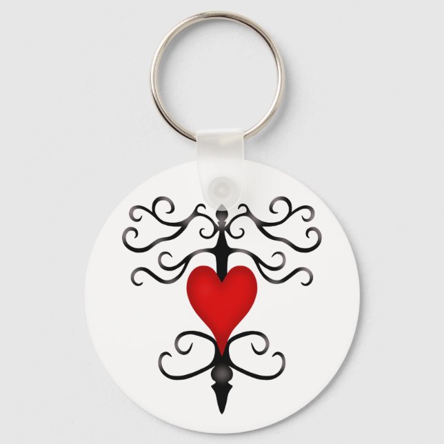 Romantic red heart cute key ring (Front)