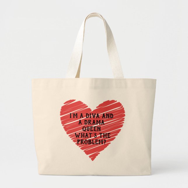 Romantic red heart large tote bag (Front)