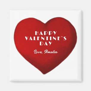 Romantic Red Heart Name Happy Valentine`s Day  Magnet