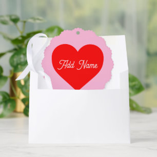 Romantic Red Heart Pastel Pink Personalised Tree Decoration Card