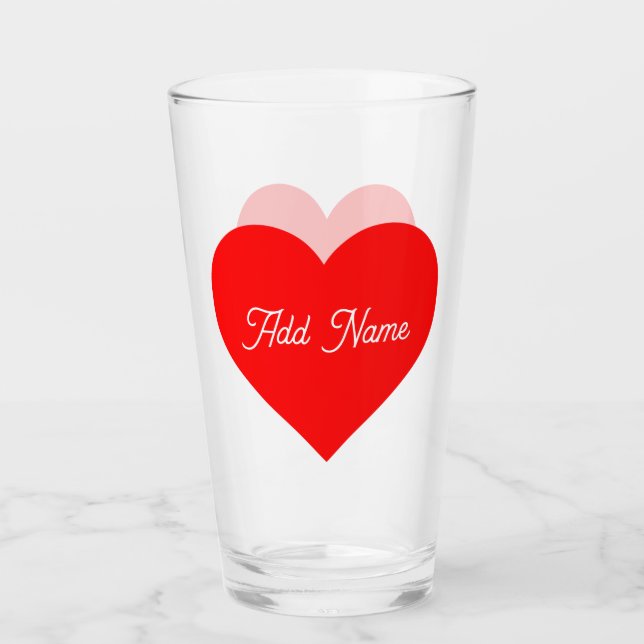 Romantic Red Heart Personalised Glass (Front)