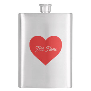Romantic Red Heart Personalised Hip Flask