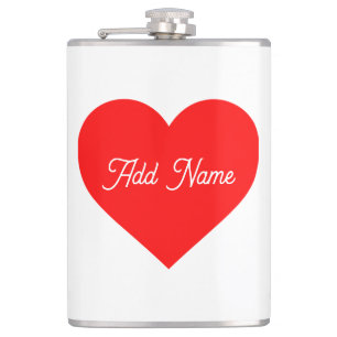 Romantic Red Heart Personalised Hip Flask