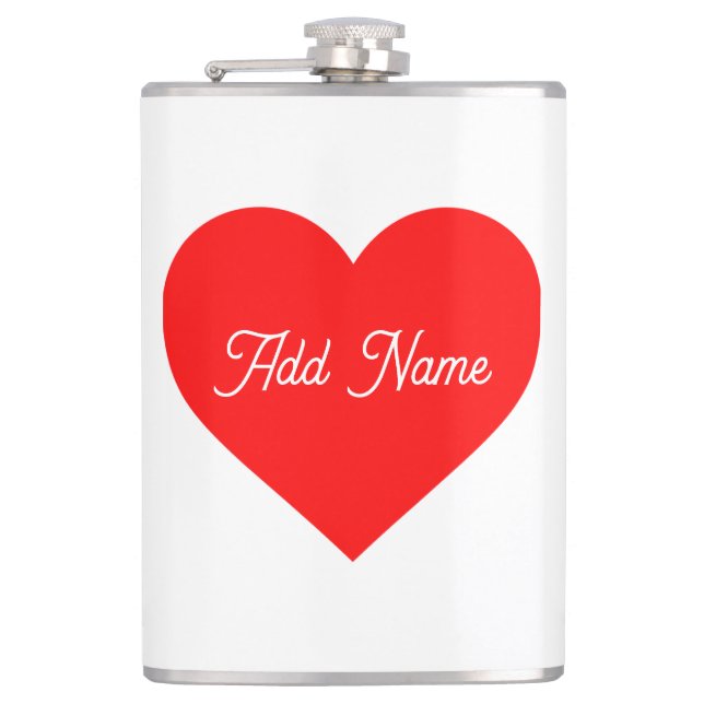 Romantic Red Heart Personalised Hip Flask (Front)