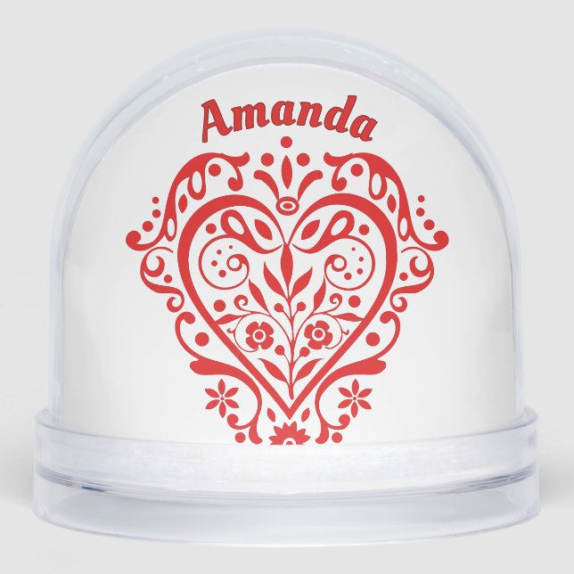 Romantic Red Heart Personalised Snowglobe (Front)