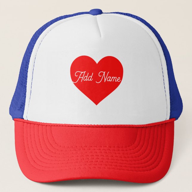 Romantic Red Heart Personalised Trucker Hat (Front)