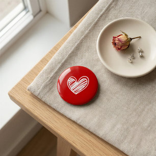 Romantic Red Heart Pin Button