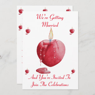 romantic red heart shaped candle for wedding  invitation