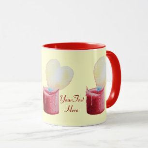 romantic red heart shaped flame candle mug