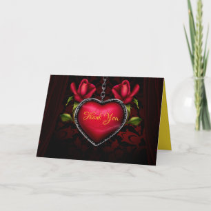 Romantic Red Heart Thank You Personalise Card