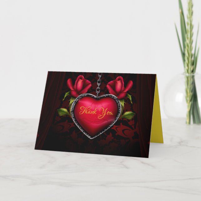 Romantic Red Heart Thank You Personalise Card (Front)