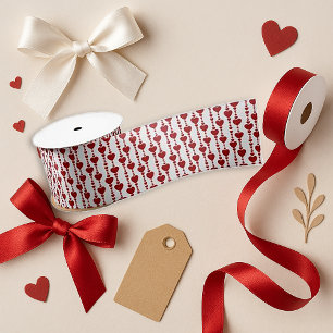 Romantic Red Heart Valentine Crafts Satin Ribbon
