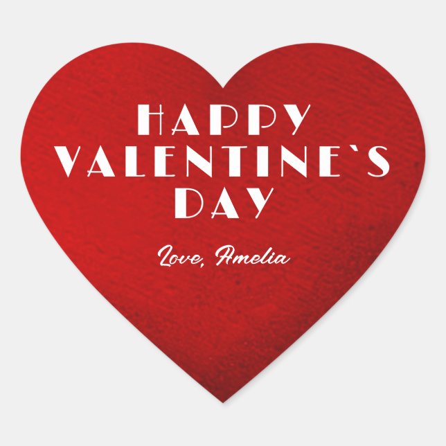 Romantic Red Heart with Name Valentine`s Day  Heart Sticker (Front)