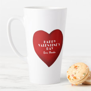 Romantic Red Heart with Name Valentine`s Day Latte Mug