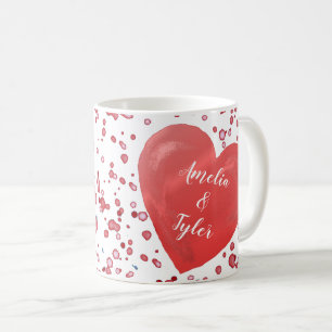 Romantic Red Heart with Names Coffee Mug