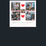 Romantic Red Hearts Couple Photo Collage Canvas Print<br><div class="desc">A beautiful collection of five personalised photos,  each capturing a special moment,  along with a custom love phrase and your names,  celebrating the unique bond you share.</div>