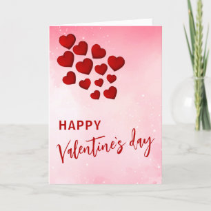 Romantic Red Hearts Happy Valentine`s Day Holiday Card